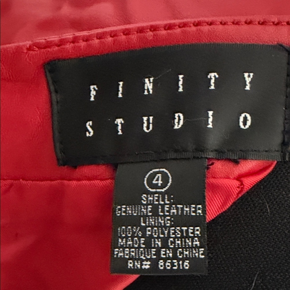 Finity Studio Vibrant Red Leather Pencil Skirt - Picture 3 of 4